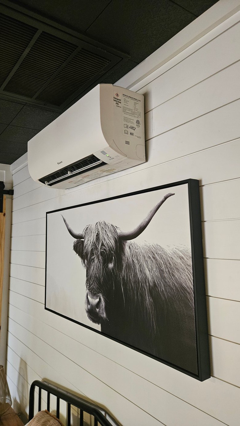 Daikin indoor wall-mounted mini split head installed in residential space